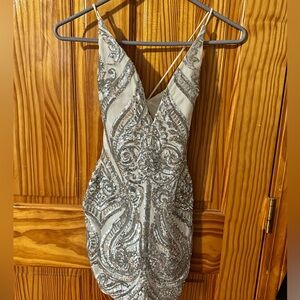 Windsor sparkling white and silver dress